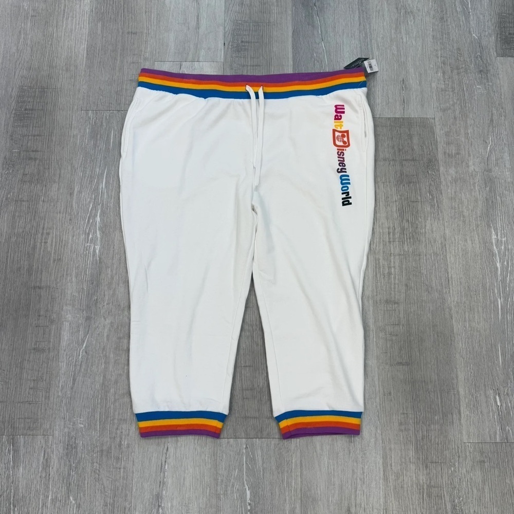 Disney Parks White Rainbow Cropped Sweatpants - New - Size 22/24